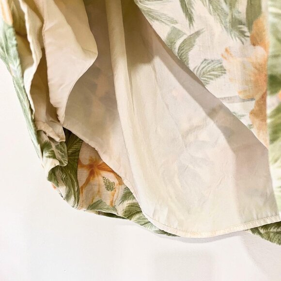 Vintage Pastel Green and Orange Botanical Patterned Sheer Silk Wrap Skirt - Picture 3 of 4